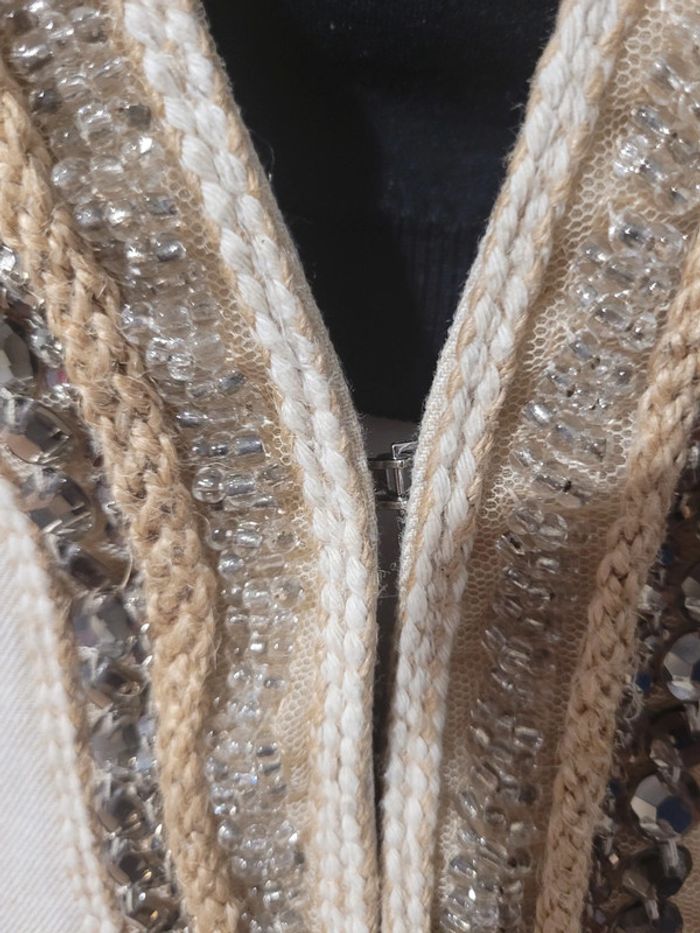 Veste perles avec du lin - photo numéro 4