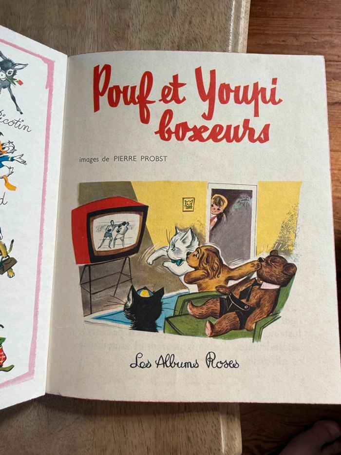 Livre ancien vintage Pouf et Youpi boxeurs les albums roses Pierre Probst Caroline Hachette - photo numéro 3