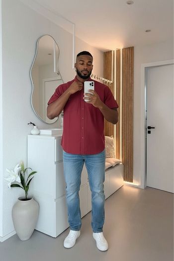 Chemise manches courtes rouge Urban Outfitters 