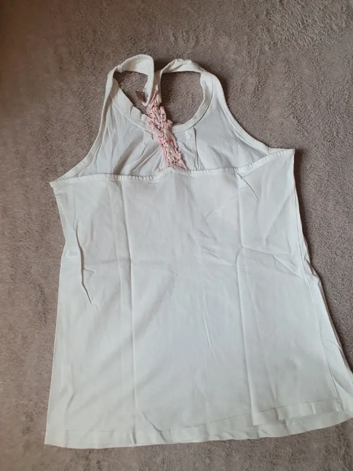 Débardeur blanc et rose Lili Marelle taille 12 ans - photo numéro 2