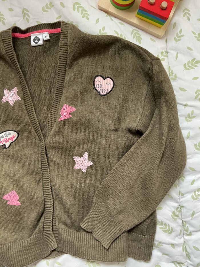 gilet kaki avec patch rose 5 ans grain de blé - photo numéro 3
