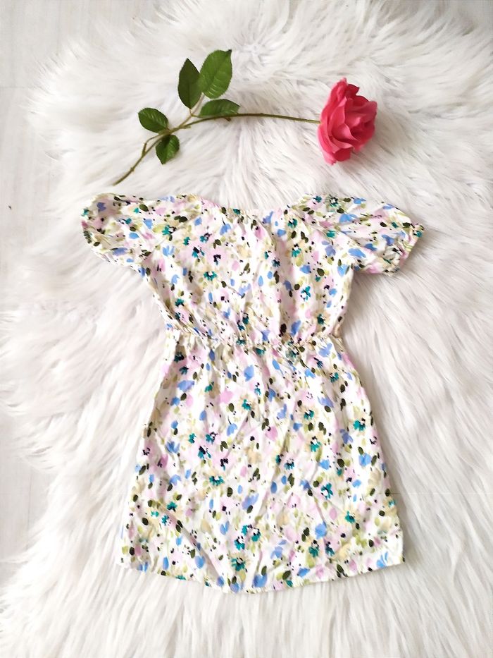 🌺 Robe été chemisier en viscose 2-3 ans imprimé fleurs Tex baby - photo numéro 3