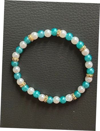 Bracelet nacré turquoise et doré en perles taille unique jamais porté