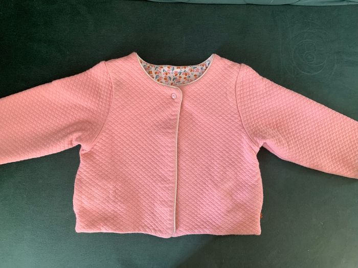 23 mois Gilet fleuri reverisible rose bébé fille - photo numéro 2