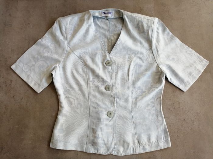 Tailleur jupe et veste bleu ciel manches courtes Taille 38 Pimkie - photo numéro 2