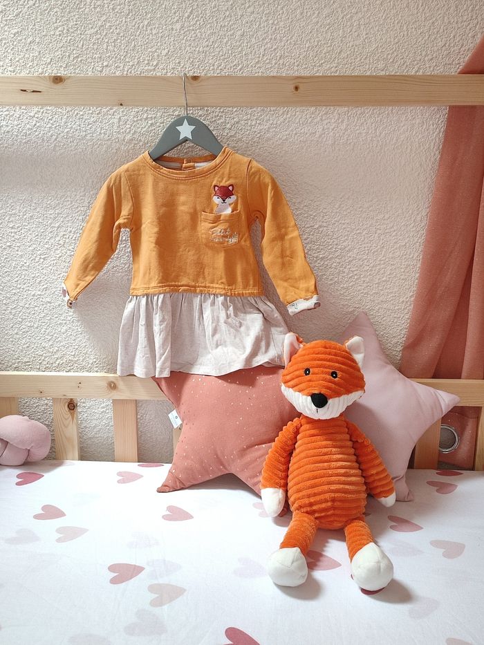 Robe molletonnée - Theme Renard - Automne - 12 mois - Très bon état - P'tit bisou - photo numéro 2