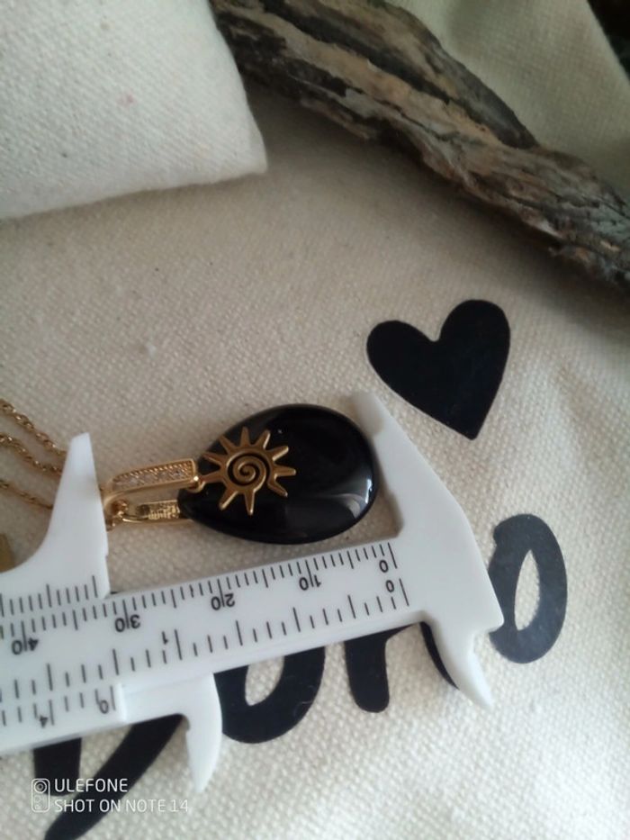 Collier obsidienne pierre naturelle et soleil - photo numéro 4