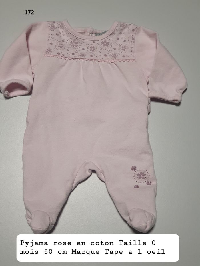 Pyjama rose en coton Taille 0 mois 50 cm