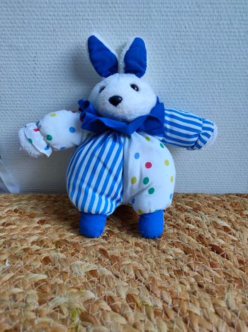 Peluche lapin bleu VINTAGE Berchet 