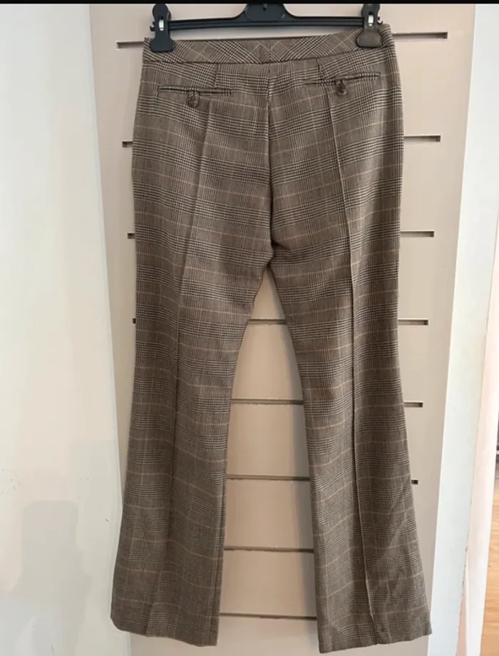 Eden Park, pantalon gris laine imprimé coupe flare femme, taille 36 - photo numéro 2