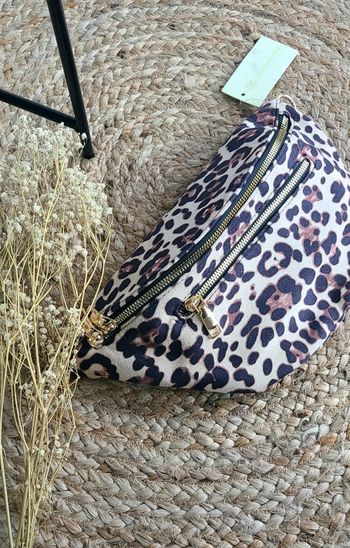 Sac banane grand modèle – Velours léopard 7 Nude – Plusieurs compartiments