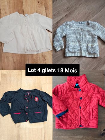 Lot 4 gilets fille 18 Mois 