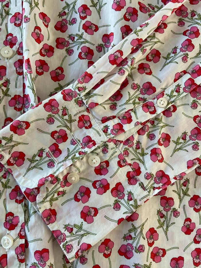 Chemisier JCrew x Liberty blanc fleurs roses taille 40 - photo numéro 5