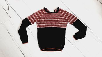 Vêtement femme pull léger noir et bordeaux Bonobo taille  S