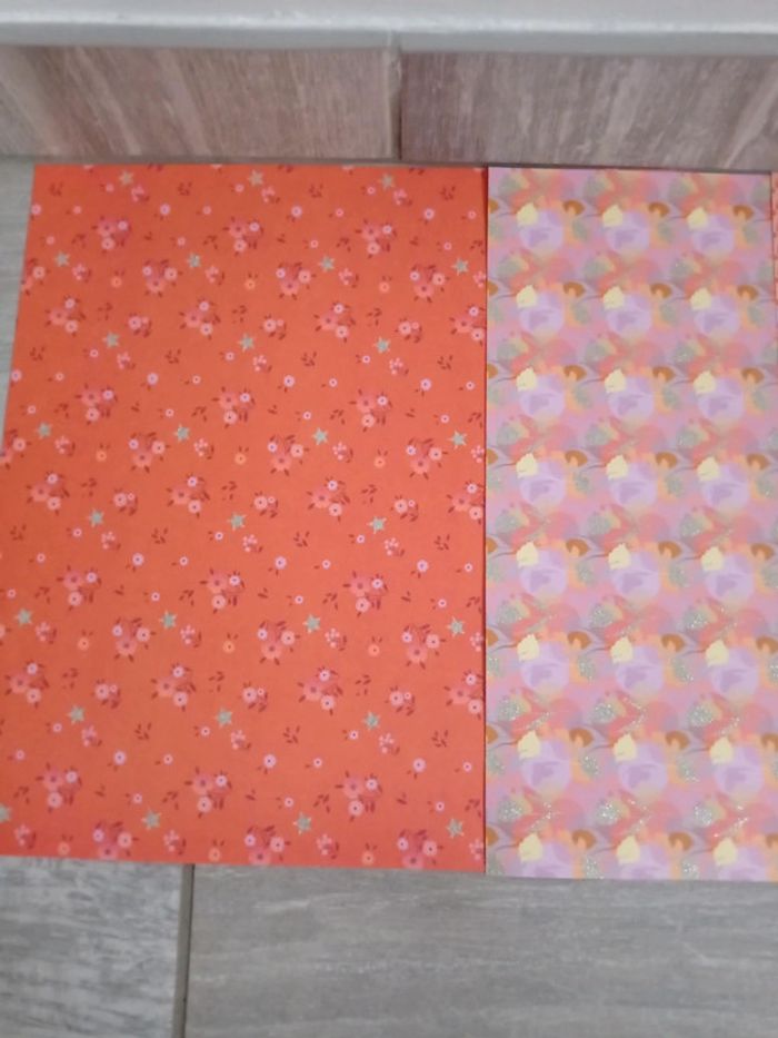 Lot de 3 feuilles scrapbooking orange - photo numéro 2