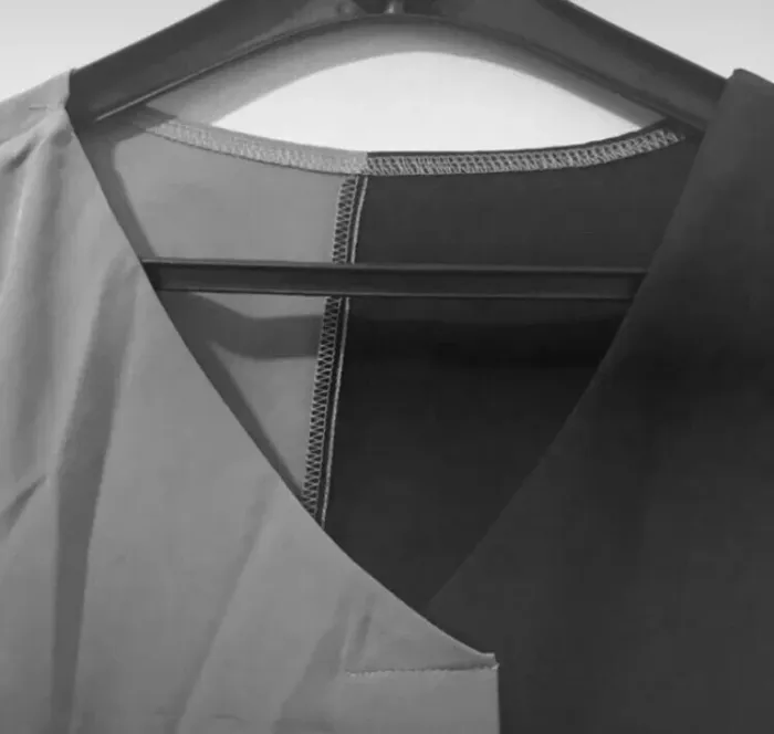 Haut femme col v manches courtes noire et gris taille 44 - photo numéro 3