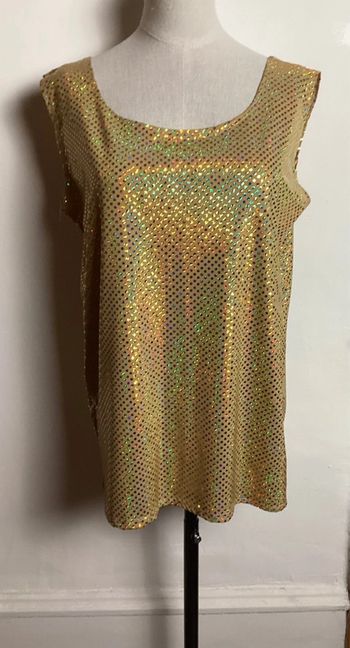 Débardeur jaune et strass dorés 40