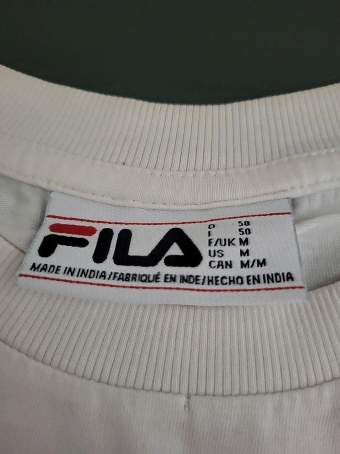 T-shirt Fila vintage blanc logo brodé 100% coton avec QR code - M - photo numéro 5