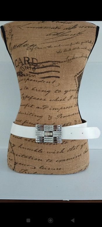 Ceinture blanche boucle argenté femme 90 cm