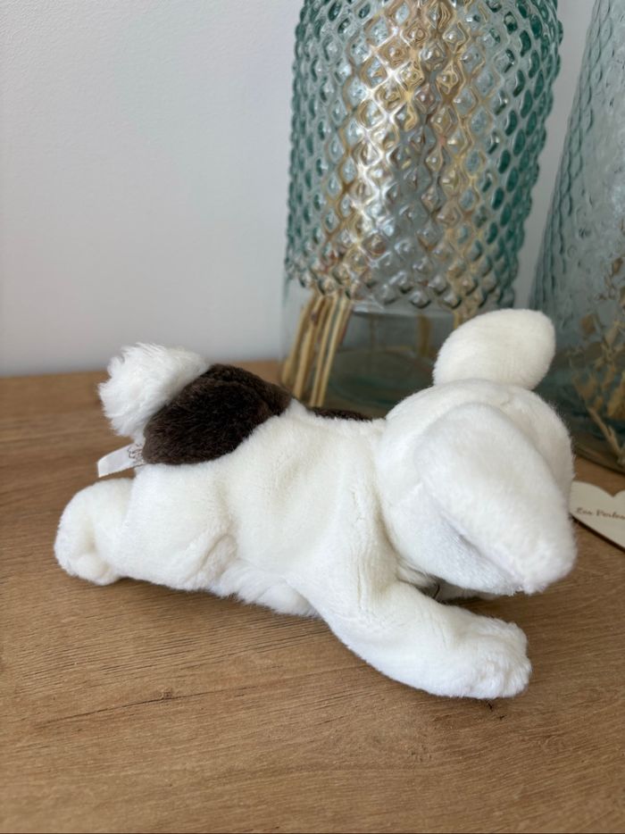 Peluche doudou lapin blanc marron - photo numéro 5