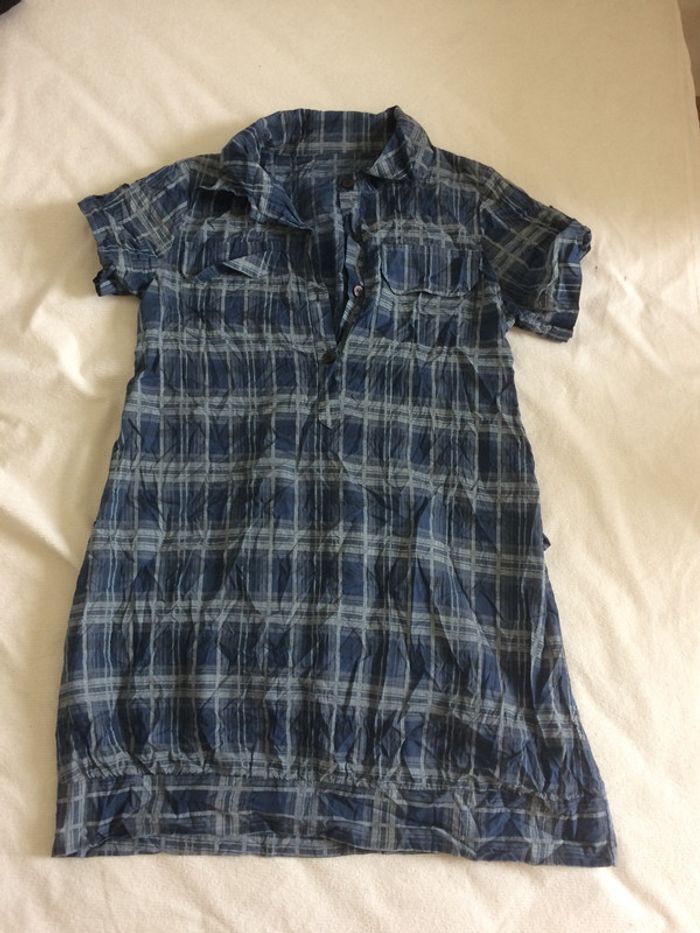 Blouse tunique robe à carreaux neuve 36/S/taille 1