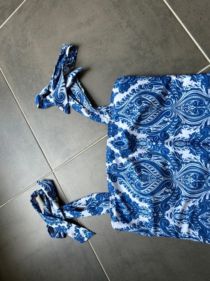 Maillot de bain 1 pièce bleue blanc femme - photo numéro 2
