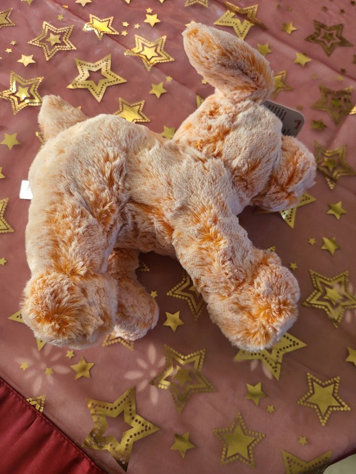 Peluche chien 🐕 velours orange clair ni - photo numéro 6