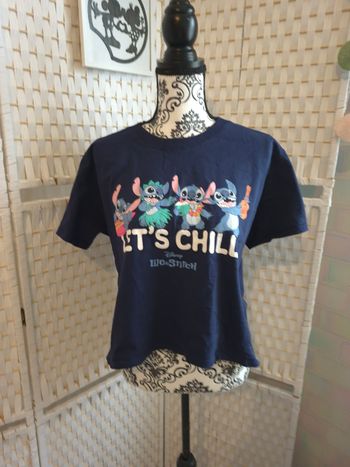 Joli t-shirt Disney Lilo & Stitch "Let's Chill"  Bleu Marine Disney femme TL / 40