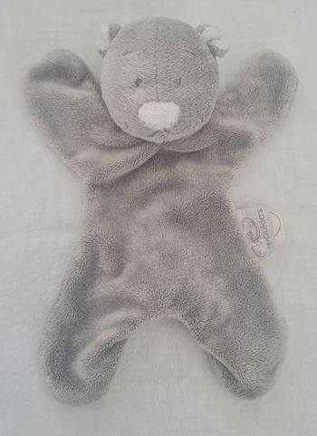 Doudou plat ours Nouky gris et blanc - Noukies