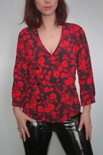 Chemisier cache coeur fleuri chic taille 40