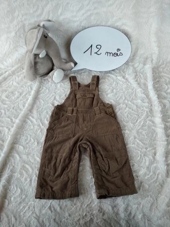 Salopette doublée velours Garçon 12 mois Vertbaudet 100% coton