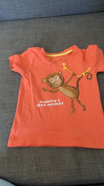 T-shirt garçon orange motif singe