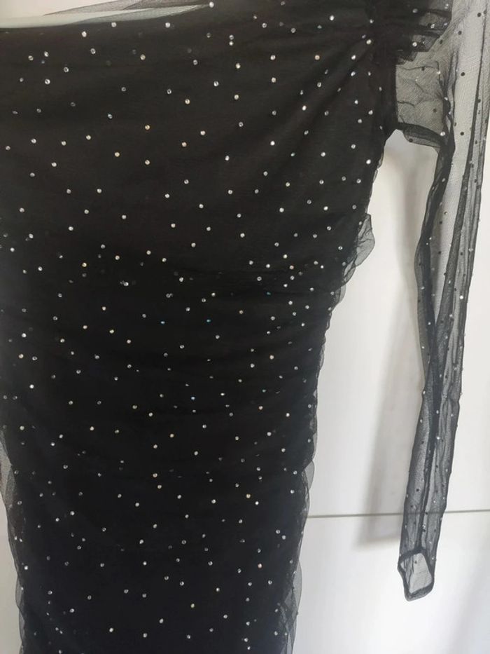 Zara robe asymétrique noire paillettes S - photo numéro 3
