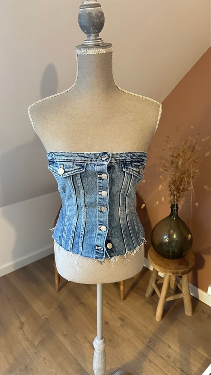 💜 Bustier en jeans bleu clair Zara taille S 💜 - photo numéro 4