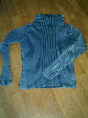 Pull VIAMOS COLLECTION bleu foncé délavé vieilli 38/40 NEUF