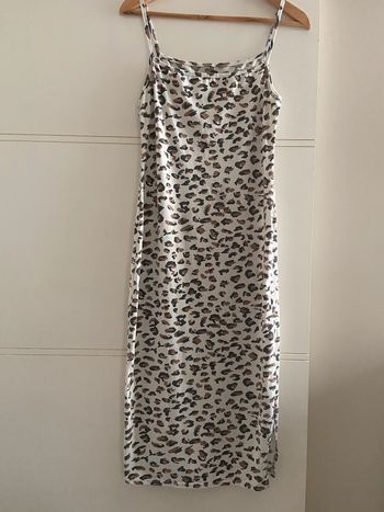 Robe longue fendue sur le côté loepard