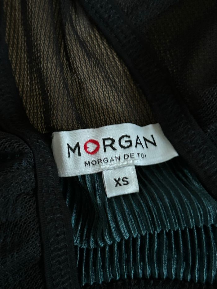 Blouse noire et verte foncée à manches courtes Morgan taille XS jamais portée - photo numéro 9
