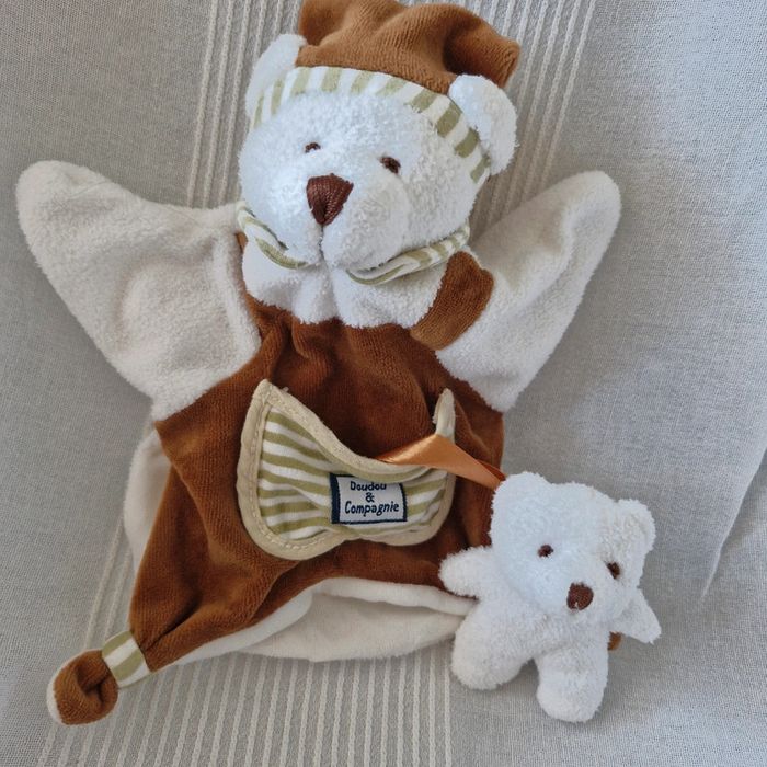 Doudou marionnette ourson marron Doudou et cie