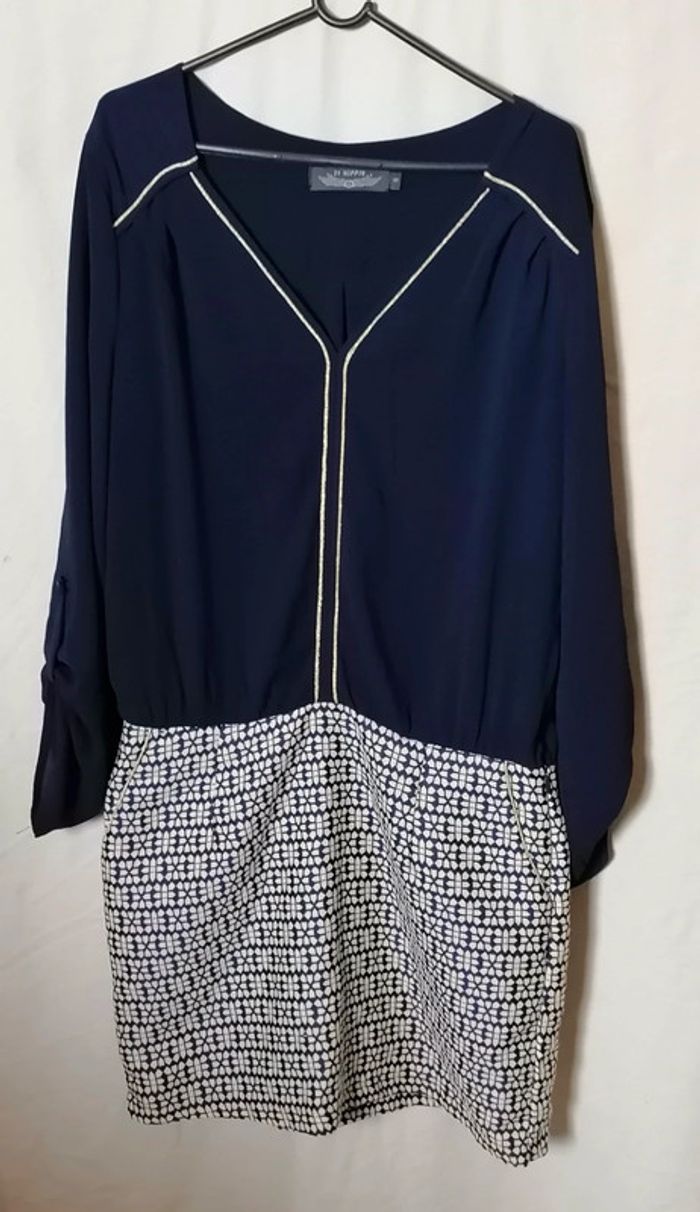 Robe 2 en 1 bleu marine blanc fluide taille S It Hippie - photo numéro 9