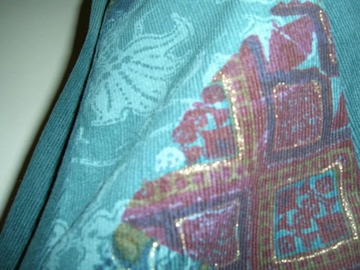 jupe velours verte motifs floral longue et évasée "jacqueline rieu" T.3 - photo numéro 3