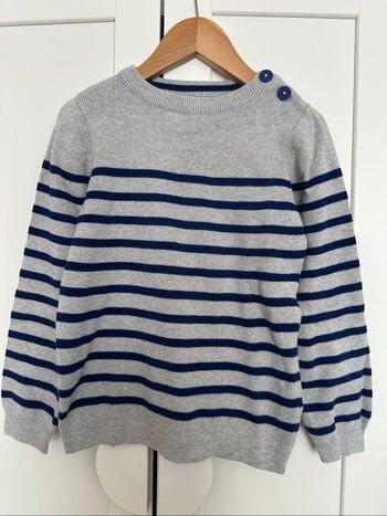 Pull gris rayé bleu la redoute taille 8 ans très bon état
