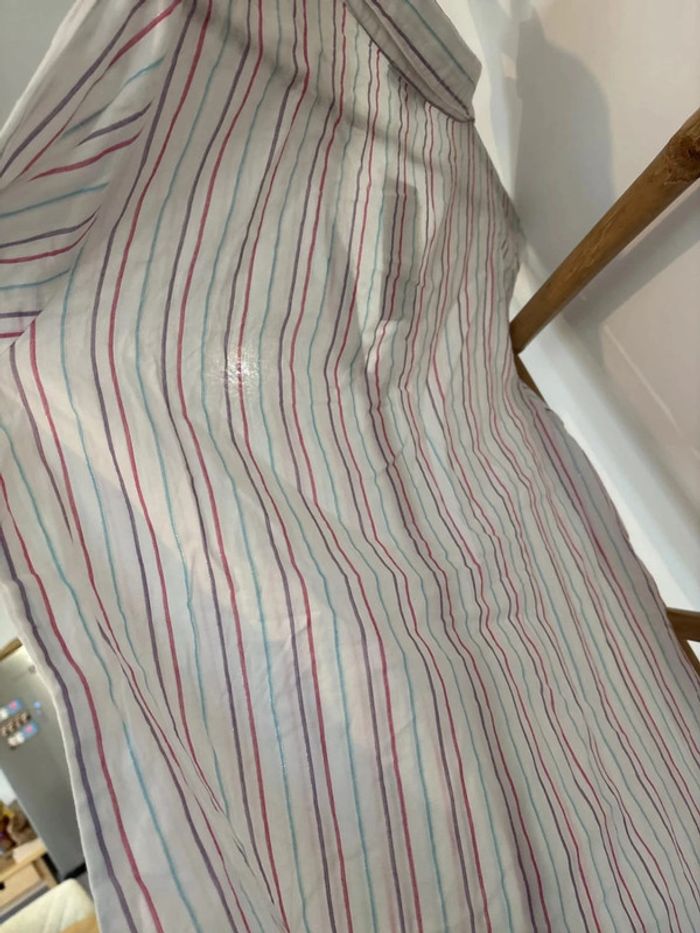 Chemise blanche à rayures rose bleu violette taille XL/42 - photo numéro 5