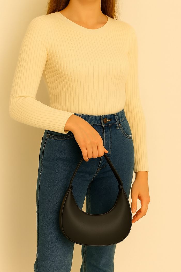 Petit sac a main simili cuir noir - photo numéro 2