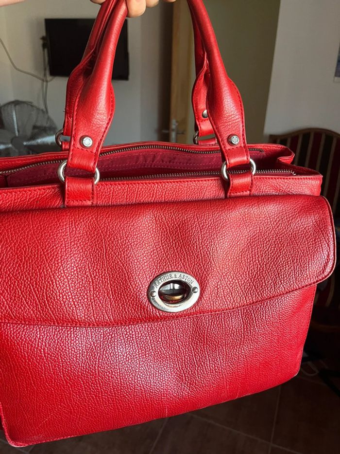 Sac Arthur et Aston en cuir rouge - photo numéro 12