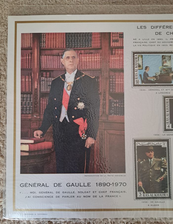 Planche de timbres de collection sur le Général de Gaulle - photo numéro 2