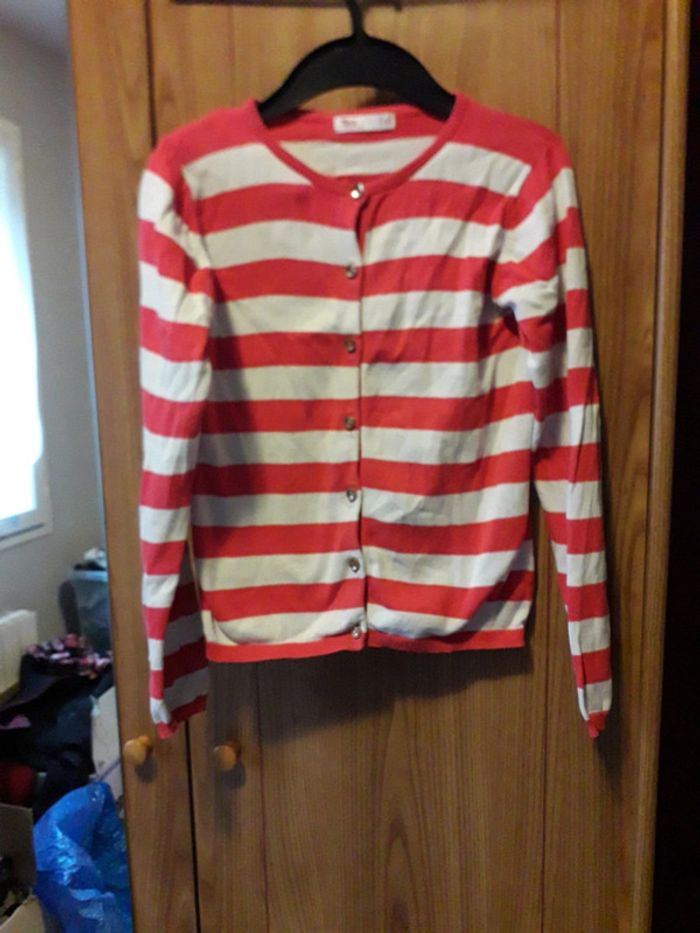 Veste tex rayée blanc et rouge