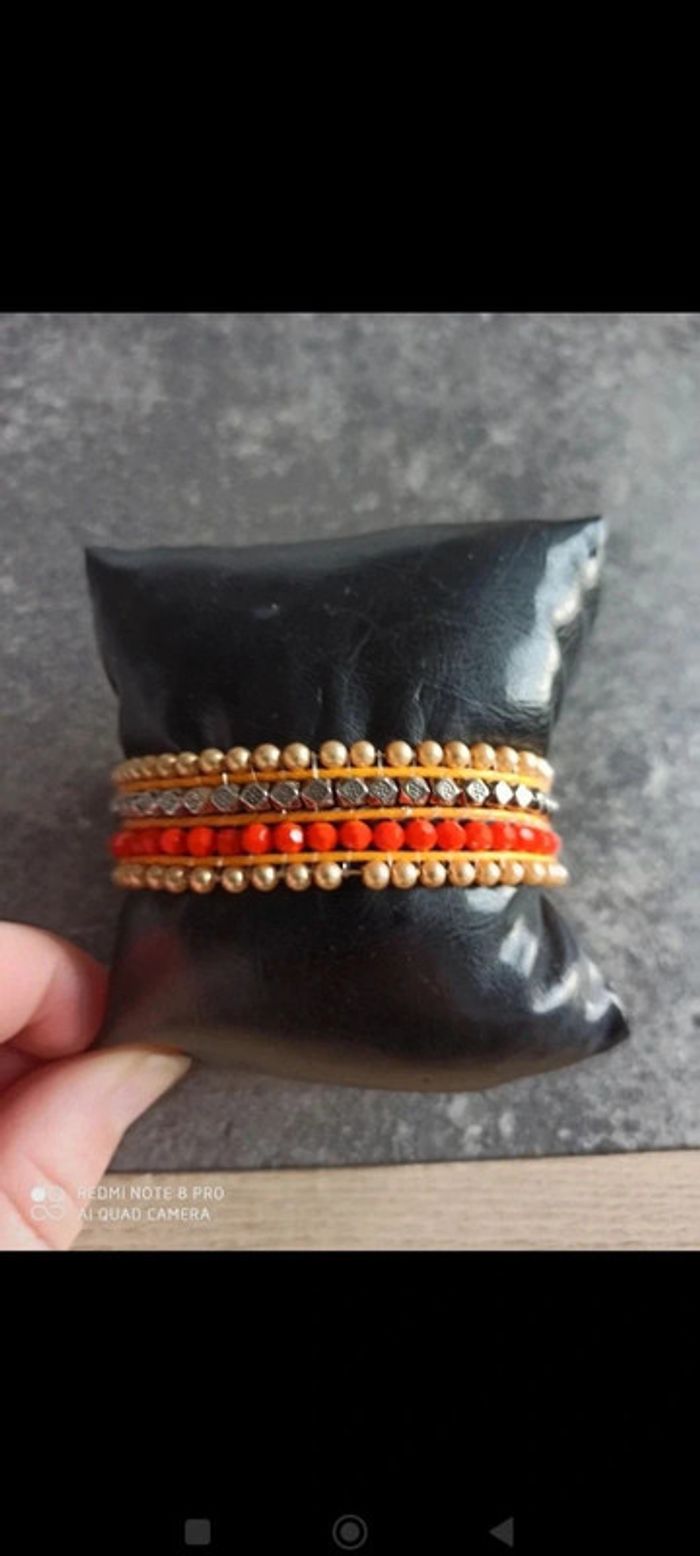 Bracelet aimanté perles orange - photo numéro 4
