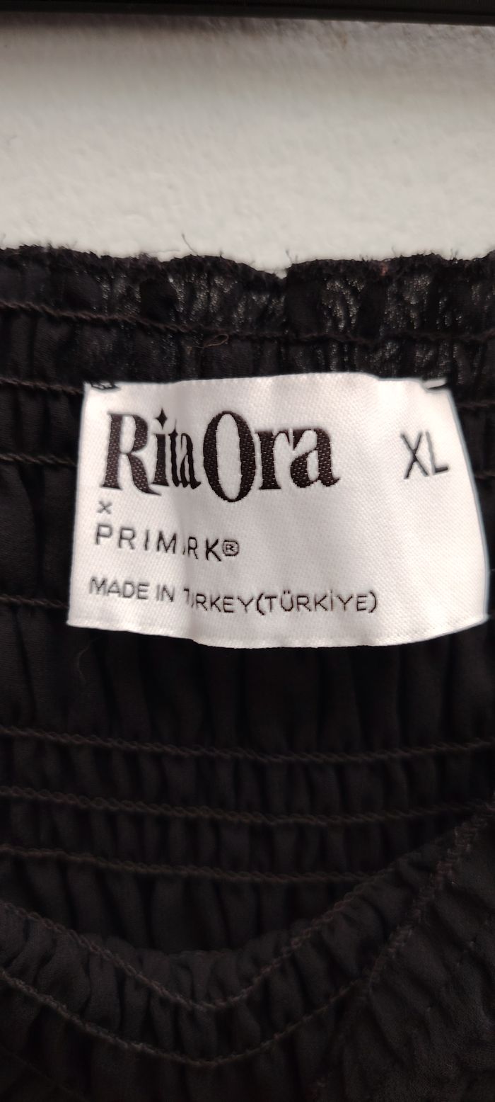 Robe longue noire Rita Ora x Primark XL – bustier smocké & volants fluides - photo numéro 2