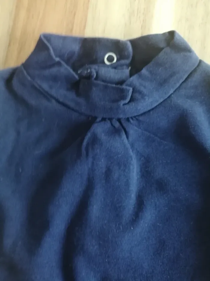 Sous pull manches longues grain de blé marine - photo numéro 3