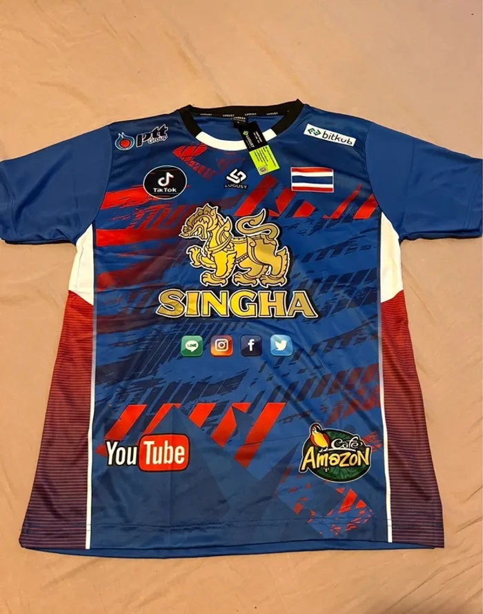 🔵 Maillot Thaïlandais 🇹🇭 SINGHA – bleu – taille L – neuf avec étiquette